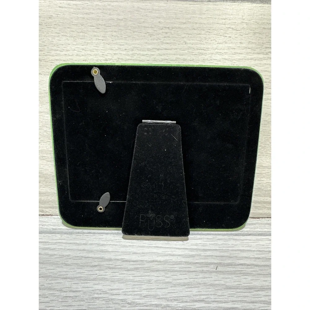 RUSS‎ Ceramic Mouse & Cat Green Photo Frame 7.25x6